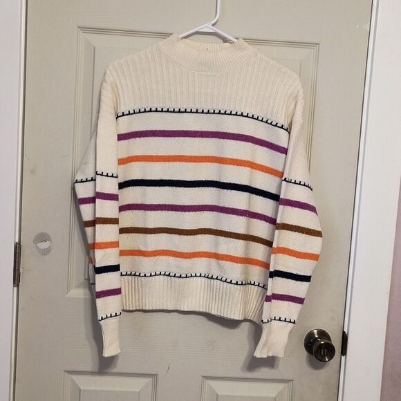 St. John's Bay Sweaters - St John's Bay Multicolor Stripes Dolman Sleeves Crewneck Sweater Size L